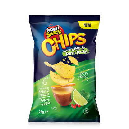 Aperi Snack Chips, gusto  Lime e Pepe Rosa da 25g - Confezione da 40 pezzi