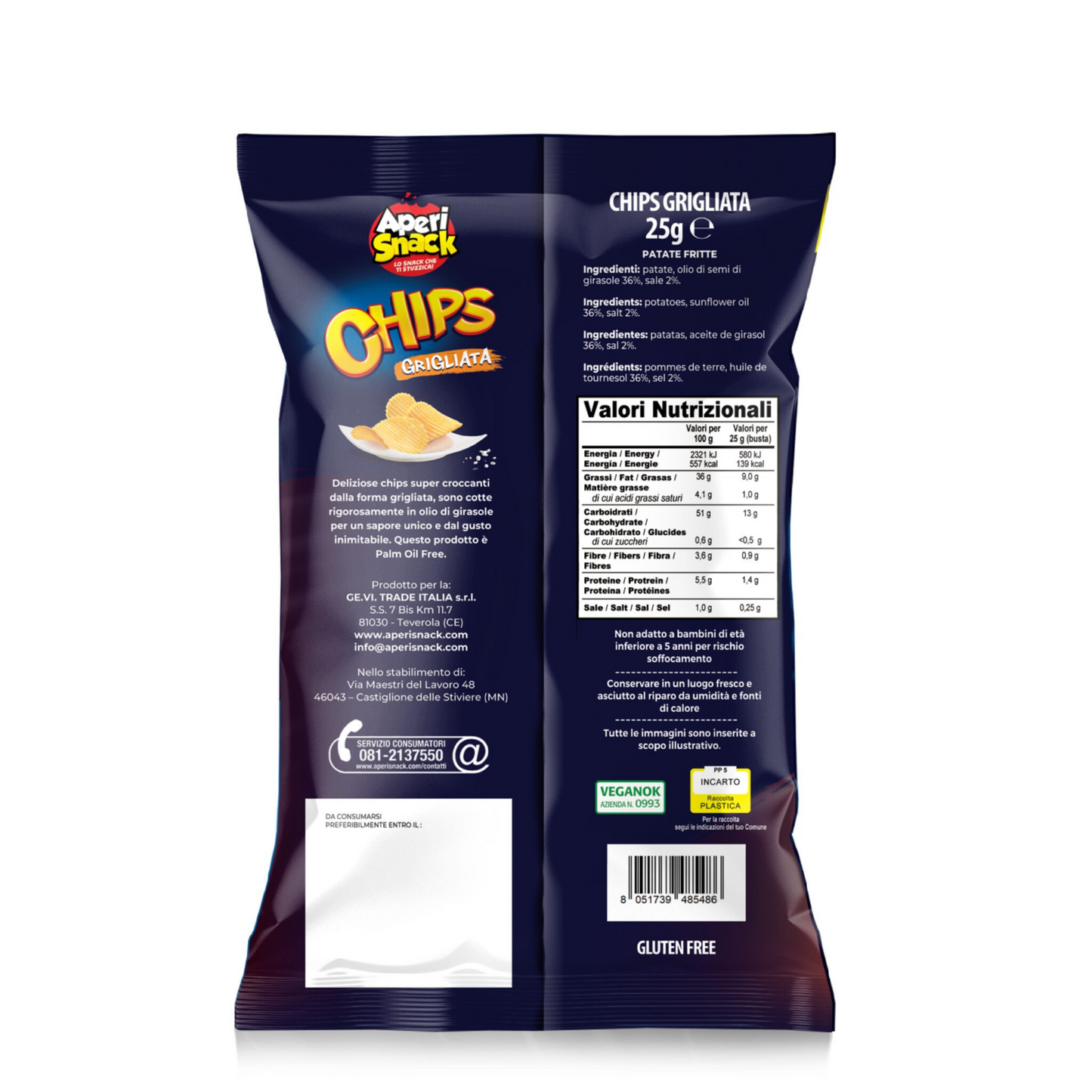 Aperi Snack Chips, Grigliata da 25g - Confezione da 40 pezzi